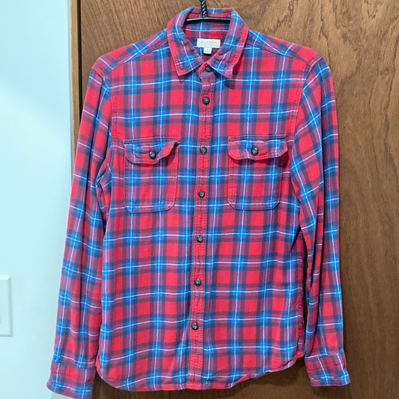 Sonoma Men’s Size Small Long Sleeve Plaid Flannel Button-Up Shirt in Red & Blue - Picture 1 of 5